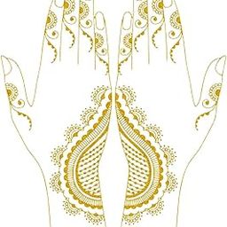ORDERSHOCK Artistic & Stiles Full Hand Half Heart Golden Color Mehndi Design For Back Hand, Time Saving & Easy To Use Golden Mehndi Sticker For Girls & Women-image-56
