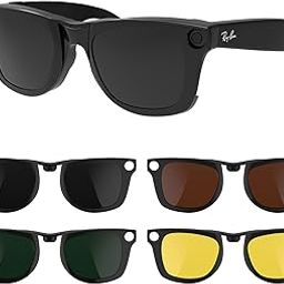 RCstyle 4Pcs Polarized Clip Compatible With Ray-Ban Meta Wayfarer Smart Glasses Color Changing Clip Set for Man and Woman Size L (Dark Green, Night Vision Yellow, Black, Brown), Dark Green, Night-picture-18