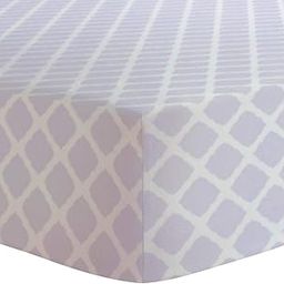 Kushies Changing Pad Cover for 1" pad, 100% Breathable Cotton, Made in Canada, Lilac Lattice-image-42