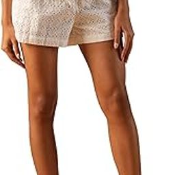 Women White Self Design Schiffli Mid-Rise Regular Fit Above Knee Shorts-image-41