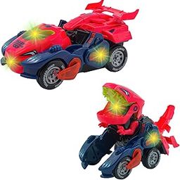 WISHKEY Plastic Bump and Go Dinosaur Transformation Car Toy With Lights, Battery Operated Dino Deformation, Musical, Multicolor, 3+ Years (Pack of 1)-13
