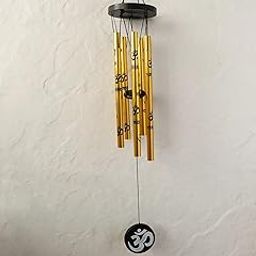 The Spiritual Living Original Metal Om Wind Chimes for Home | Om Wind Chimes for Balcony | Om Windchimes for Home Decor | Golden | 5 Pipes | ॐ | Ideal for Gifting | Feng Shui - Vastu |-image-101