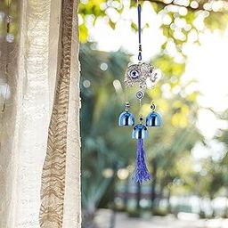 THE QUIRKY HOME Evil Eye Wind Chime Wall Door Hanging Talisman, Amulet or Nazar Battu Boncuga Turkish Hamsa Good Luck | Decorative Ornament for Protection Good Luck Gifting Home Office Entrance (D6)-image-13