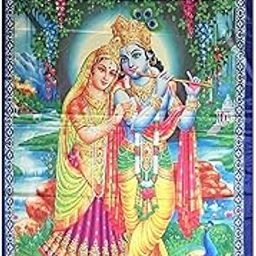 Radha Krishna Religious Backdrop Cloth for Janmashtami Decoration, 3.5 x 6.5 Feet, Decorative Border Design-image-47