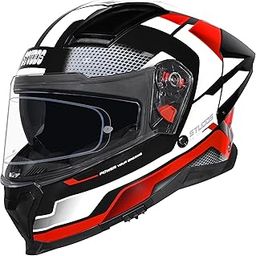 Helios Asphalt Full Face ISI and DOT Certified Helmet with Dual Visor Black & RED - M-image-37