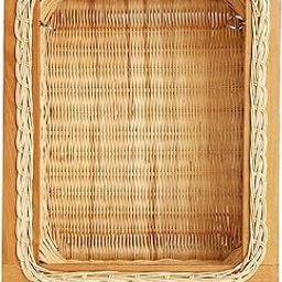 AKWAY Wicker Basket For Modular Kitchen | Rectangular Shape Pull Out Basket For Onion, Potato (16.5 W X 20 L X 8H, Beige)(Beechwood)-0