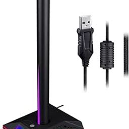 UniMarket® RGB Head-Mounted Headset Bracket Detachable Headset Holder with 9 Kinds of RGB Lighting Modes 2 USB2.0 Expansion Ports Black'$-17