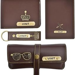 Ahimsa Leather Personalized Birthday Gift for Men with Men's Wallet, Keychain, Sunglasses Case and Passport Cover, Customized Men Gift Idea for Brother, Husband, Father, Boyfriend for All Men - Brown-picture-12