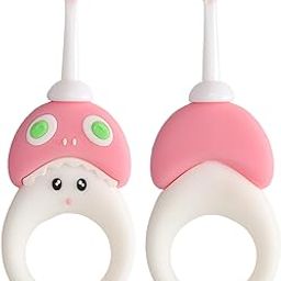 Baby's Mushroom Design Toothbrush with Teething Ring Pink-image-9