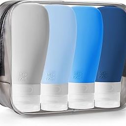 Portable Travel Bottles, INSFIT TSA Carry On Approved Toiletries Containers, 3 Ounce Leak Proof Squeezable Silicone Tubes, Refillable Travel Accessories for Shampoo Body Wash Liquids 4 Pack Bule-picture-37