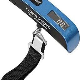 travel inspira Luggage Scale, Portable Digital Hanging Baggage Scale for Travel, Suitcase Weight Scale with Rubber Paint, 110 Pounds, Battery Included - Blue-picture-15