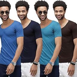 Men's Cotton Plain/Solid Round Neck Half Sleeves Vest - Pack of 4 (Prime-RNS)-picture-22