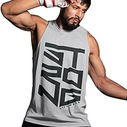 Mens Sleeveless Tanktop for Gym,Grey Black Lines Printed-image-28