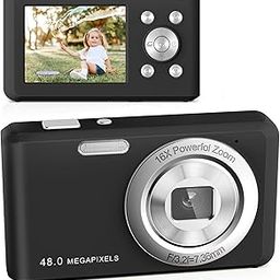 Digital Camera, FHD 1080P Compact Camera with 32GB Card，48MP Camera 2.4'' LCD 16X Digital Zoom for Kid Student Children Teen Girl Boy(Black)-image-41
