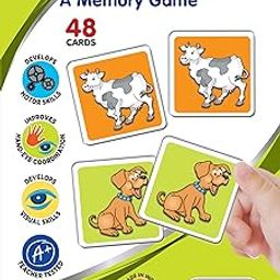 Frank Animal Pairs - A Memory Game for Above 3 Years | Matching Picture Card Games for Kids with Animal Images | Brain Booster Educational Fun Toys for Focus & Memory, Gifts for Girls & Boys- 48 Crads-0