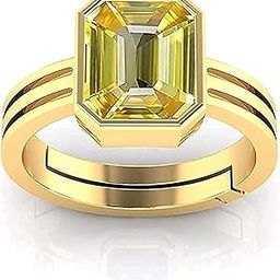 12.25 Ratti 11.00 Carat Unheated Untreatet A+ Quality Natural Yellow Sapphire Pukhraj Gemstone Gold Plated Ring for Women's and Men's (Lab Certified)-image-46