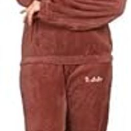 Women's Two Piece Outfit Long Sleeve Crewneck Pullover Tops And Long Pants Tracksuit Free Size (26 till 34) Brown-image-66