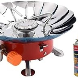 Windproof Gas Stove Portable Outdoor Camping Mini Cooking Lotus Shape Burner Camping With 2 Pc Butane Can Picnic Folding Stove With Storage Bag - Alloy Steel-image-68