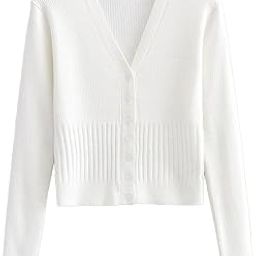 Women's Retro Style Ribbed Knitted Long-Sleeve V-Neck Cardigan Button-up Top Vest Coat Sweater DN 63-picture-21