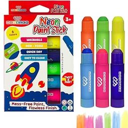 Wembley Neon Paint Stick| 6 Neon Color Art Set for Creative Kids| Colorful Non-Toxic Color Set for Kids for Painting| Mess-Free Colors Set-23