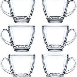 BNDLEPRO Clear Round Shaped Glass Coffee Cup, Glassware Tea Cup, Tea Cups for Hot Beverages with Handle, Transparent Glass Tea Cup Set for Coffee, Tea, Milk - 6 Pieces, White, 150 m (Square)-image-70