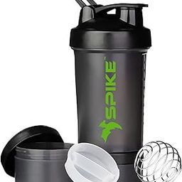SPIKE Pro Protein Shaker Bottle with Protein Holder Cup for Protein Mix, Cycling, Gym Water Bottle with Stainless Steel Ball 500 ml (Pro Black)-image-2