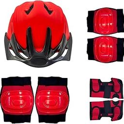 STYRKR Kids Protective Gear Set, Skating Helmet with Knee Pads, Elbow Pads and Wrist Guards, Red and Black-image-69