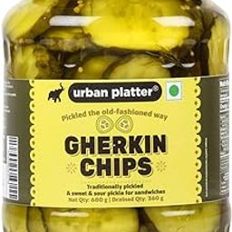 Urban Platter Gherkin Chips, 680g [ Tangy & Sweet. Perfect Topping for Burgers & Sandwiches ]-4