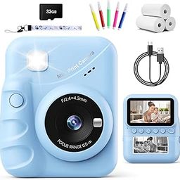 Kids Camera Instant Print for Girls Ages 3-14, 3-inch HD Screen, 1080P Digital Camera with Printing Paper, Black and White Photos, M9 Model-image-9