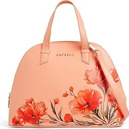 Chloe 12 Liters Medium Floral Print Satchel Bag for Women with Adjustable & Detachable Strap -Versatile Shoulder Handheld Bag for Work, Travel, Everyday Use with Multiple Compartments (Orange)-image-6