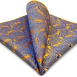 Shlax&Wing Geometric Orange Blue Mens Neckties Ties Fashion Wedding Silk Long-image-37