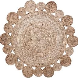 Kuber Industries Hand Woven Carpet Rugs | Natural Braided Jute Door mat | Multi Round Circle Mat for Bedroom, Living Room, Dining Room, Yoga | 66x66 cm | Brown-image-1