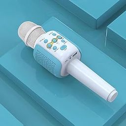 VRJTEC Wireless Handheld Multi-Function Bluetooth Singing Mike | Portable Karaoke Mic with Microphone HiFi Speaker | for Singing, Kids, Speech, All Smart Phones (Blue)-0
