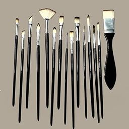 Professional Art Paint Brush Set, 15 Piece Mixed Bristle Brushes, Black Handles-image-99