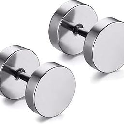 316L Stainless Steel 8 mm Disk Style Stud Earrings Set For Men Women-image-65