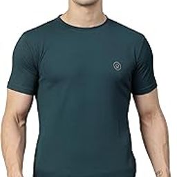 CHKOKKO Men Polyester Solid Quick Dry Half Sleeve Regular Fit Round Crew Neck Active Sportswear Gym T-Shirt for Workout Training Running and Fitness Activities-image-50