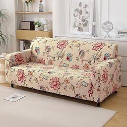 HOKIPO 140 GSM Stretchable Sofa Cover for 3 Seater Sofa, Beach Beige Dahlia (NEW-AR-5129-D11), Polyester Blend-image-61