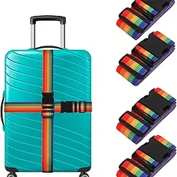 Storite Pack of 4 Luggage Strap | Luggage Belt for Suitcase & Trolley Bags | Travel Belt with Quick Release Adjustable Buckle for Suitcase | Rainbow-picture-3