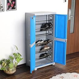 Cello Novelty Big Plastic Shoe Rack with Lock(Blue and Grey)-image-0