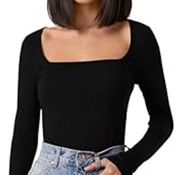 Women's Long Sleeve Slim Fit Top/T-Shirt Square Neck Casual (Top-Sakira-1)-image-24