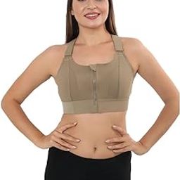 high Impact Sports Bra for Heavy Breast Full Coverage | Gym Bras for Women Workout | Yoga Bra,with Front Zipper Seamless Bra Push up Bras for Women |2X-Large Olive Color-picture-14