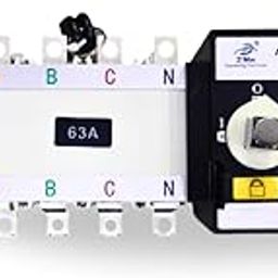 D'Mak Automatic Transfer Switch, ATS 63A/4P Isolation Type Dual Power Transfer Switch with Manual Operation Handle, 3-Phase, Pack of 1-picture-1