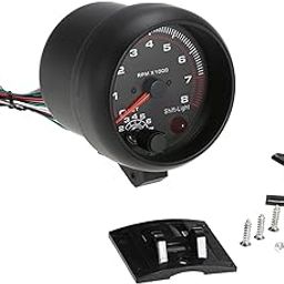 BAZPUR MART® 3.75 ''Auobile Refitted Instrument Black White Light Tacmeter 0-8000 Pointer Tacmeter 92mm-20