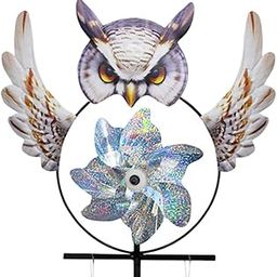 ATORSE Yard Owl Figurine Wind Pinwheel with Stake Wind Chime for Orchards Versatile-image-38