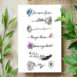 Komstec Rose With Feather Tattoo Temporary Tattoo Stickers For Male And Female Fake Tattoo Waterproof Tattoo body Art-picture-14