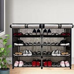 PHILOSHOP Multipurpose Portable Filding Shoes Rack 8 Tier Multi Purpose Shoe Storage Organizer Cabinet (Grey, 8 Layer)-19