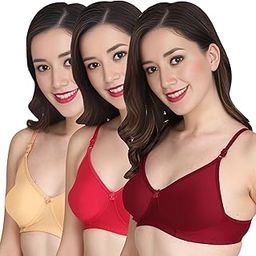 Women Everyday Non Padded Bra (Pack of 3) - Made of Pure Cotton Full Coverage Non Wired Soft Cup for T-Shirt Saree Dress Sports Garment for Daily Use Everyday-image-73
