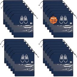 Pack of 24 - Shoe Bag for Travel | Shoe Cover for Storage | Shoe Pouches for Travelling | Travel Accessories Shoe Organizer | Shoe Storage Bag for Men | Navy Blue-image-83
