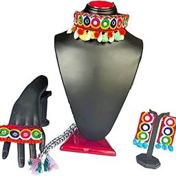 AASHU Handmade Navratri Special Traditional Oxidized Choker Necklace Set with Earrings & Ring for Women & Girls | Garba Dandiya Jewellery | Nickel-Free & Skin-Friendly-picture-4
