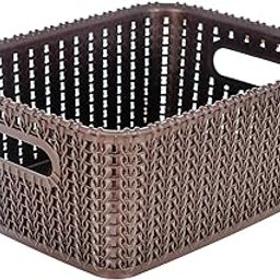 Kuber Industries Multiuses Large M 20 Plastic Rectangular Tray/Basket/Organizer Without Lid (Brown) -46Kkm085, Standard-7